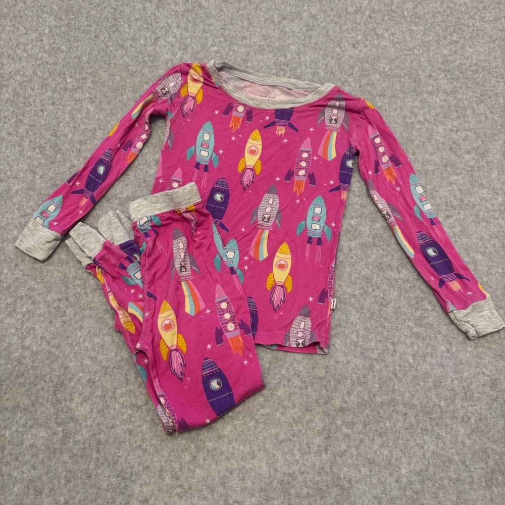 Little Sleepies 3T Pink Rocket Ship Bamboo Viscose Pajama Set Lunaluxe Space